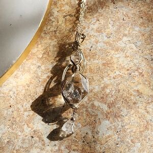 Huge Herkimer diamond sterling silver necklace